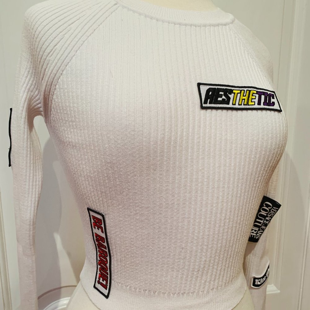 VERSACE COUTURE WHITE TATTOO SWEATER TOP SZ SMALL
